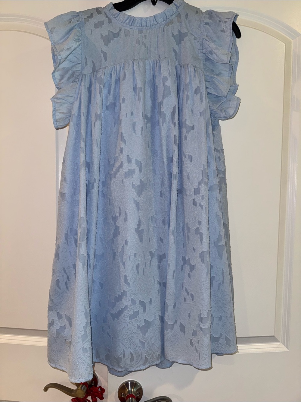 Umgee Light Blue Ruffle Sleeve Swing Dress - Picture 1 of 2